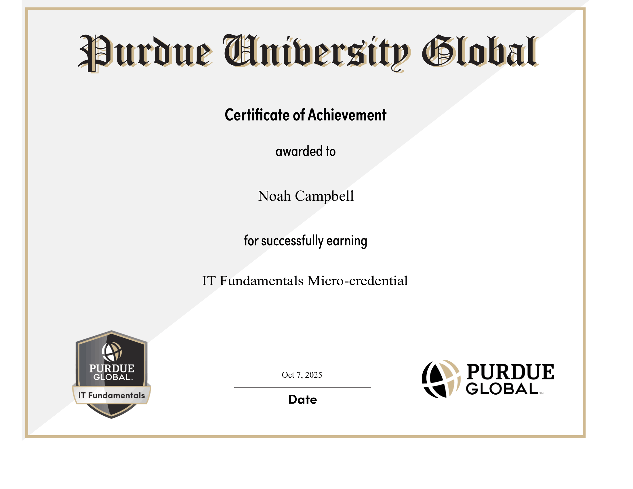IT Fundamentals Micro-credential cert